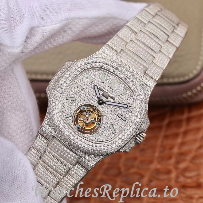 Patek Philippe Replica Nautilus White Gold strap 40MM - WatchesReplica.is