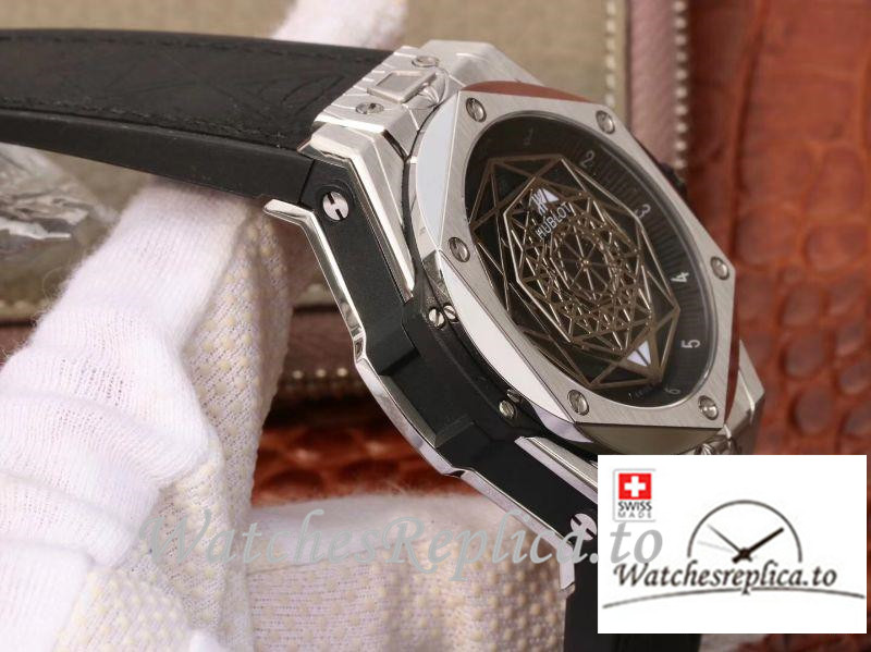 Swiss Hublot Big Bang Sang Bleu Titanium Replica 415.NX.1112.VR.MXM16 Black Strap 45MM - WatchesReplica.is