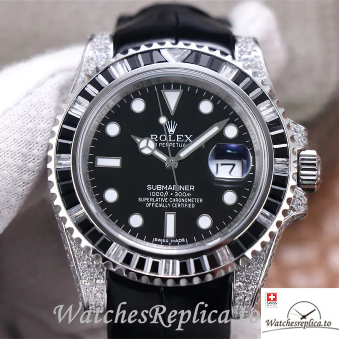 Swiss Rolex Submariner Replica 116610LV Leather strap 40MM - WatchesReplica.is