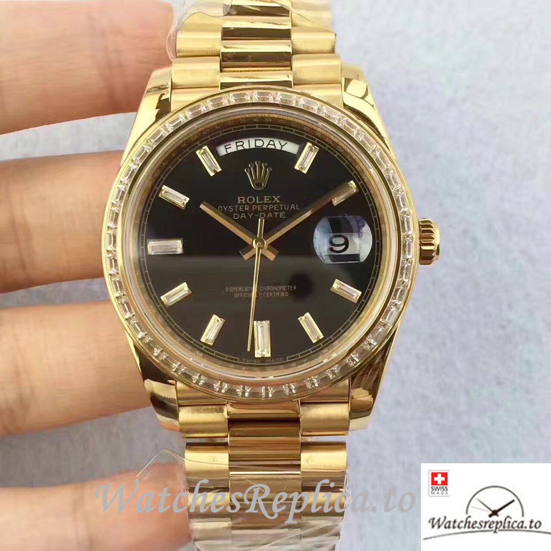 Swiss Rolex Day-Date Replica 228398 Yellow Gold strap 40MM - WatchesReplica.is