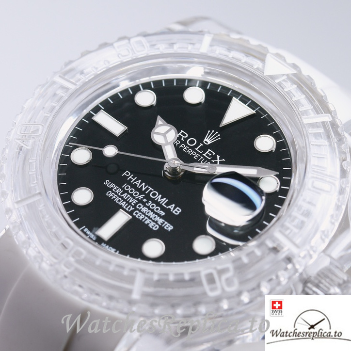 Swiss Rolex Submariner Replica Rubber strap 40MM PHANTOMLAB&ROLEX Black Dial - WatchesReplica.is