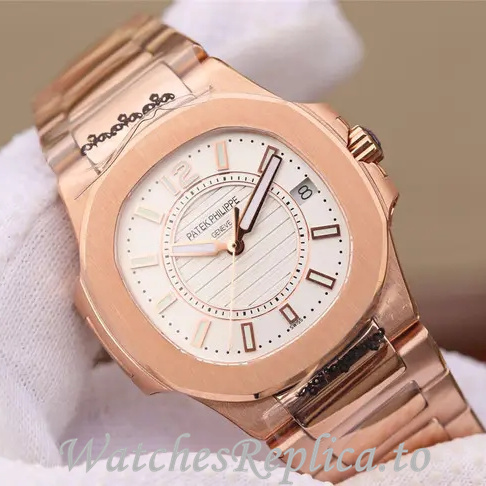 Patek Philippe Replica Nautilus 7011 Rose Gold strap 32MM - WatchesReplica.is