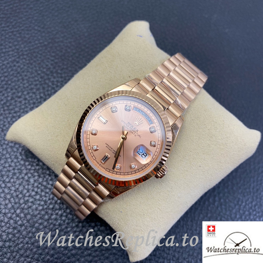 Swiss Rolex Datejust Replica 126233 Rose Gold strap 36MM - WatchesReplica.is