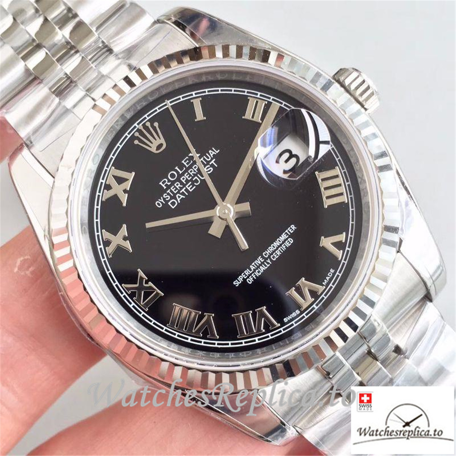 Swiss Rolex Datejust Replica 116334 001 Black Dial 41MM - WatchesReplica.is