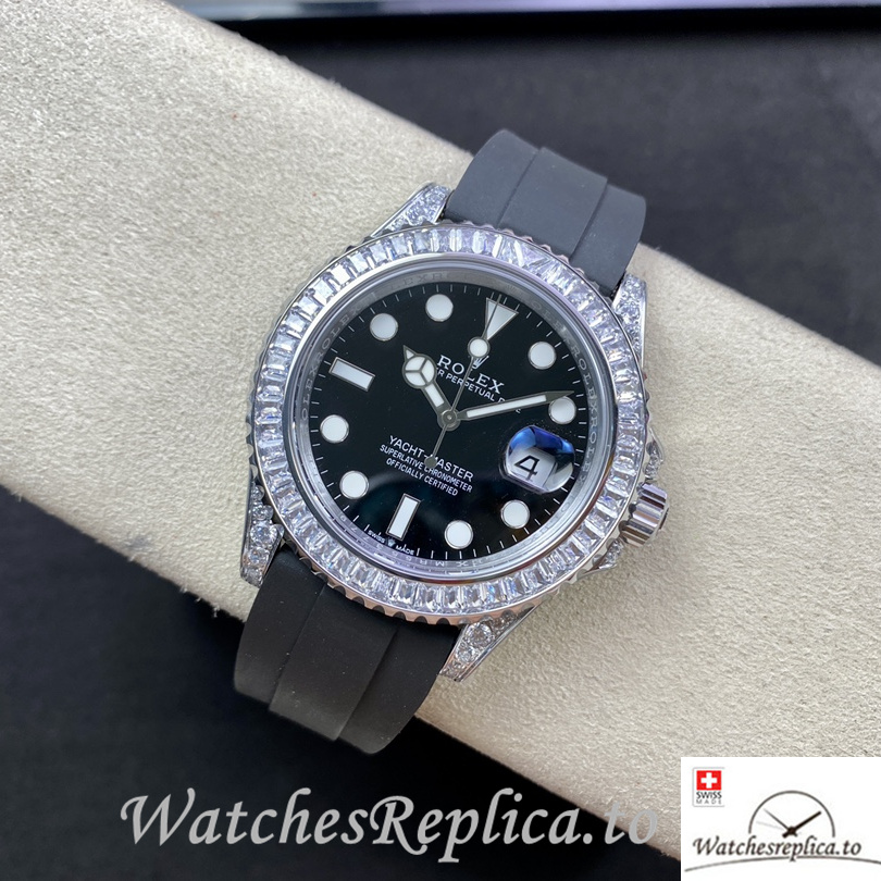 Swiss Rolex Yacht Master Replica 226679TBR Rubber strap 42MM Black Dial - WatchesReplica.is