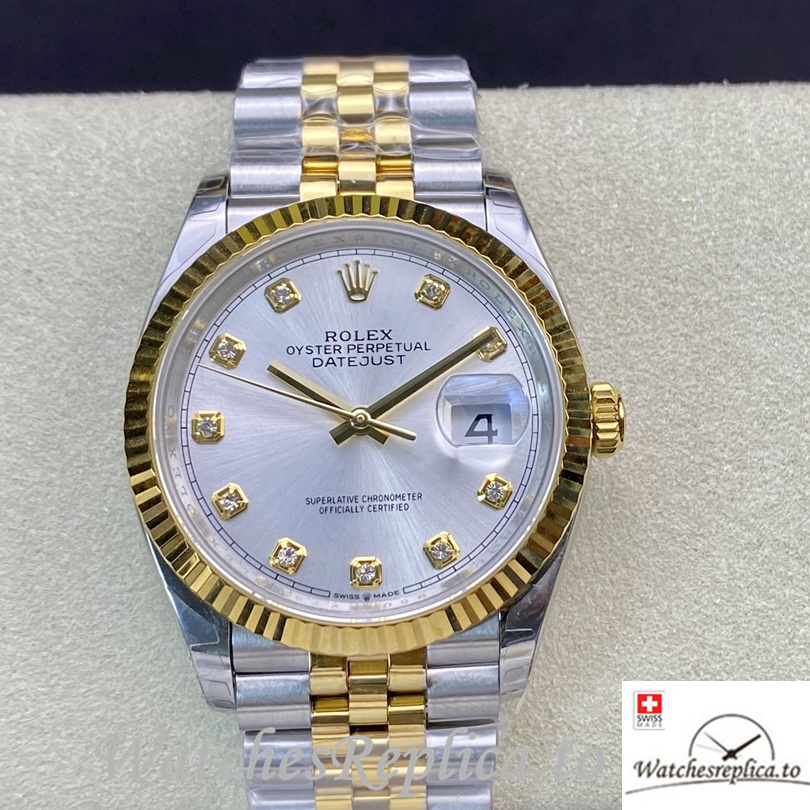 Swiss Rolex Datejust Replica 126233 Stainless steel strap 36MM Silver Dial - WatchesReplica.is
