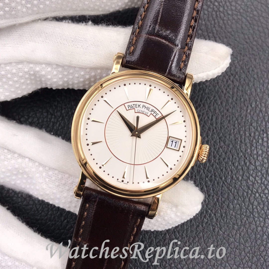 Patek Philippe Replica Calatrava 5153 Leather strap 38MM - WatchesReplica.is
