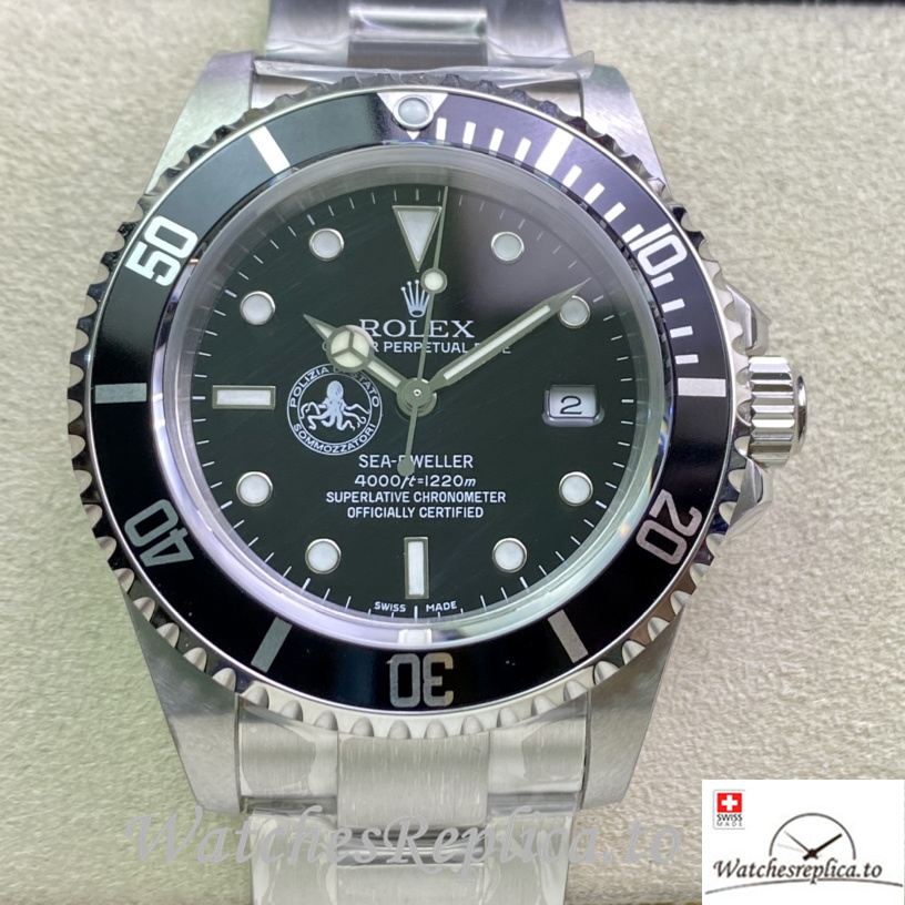 Swiss Rolex Sea Dweller Replica Stainless steel strap 40MM Black Dial - WatchesReplica.is
