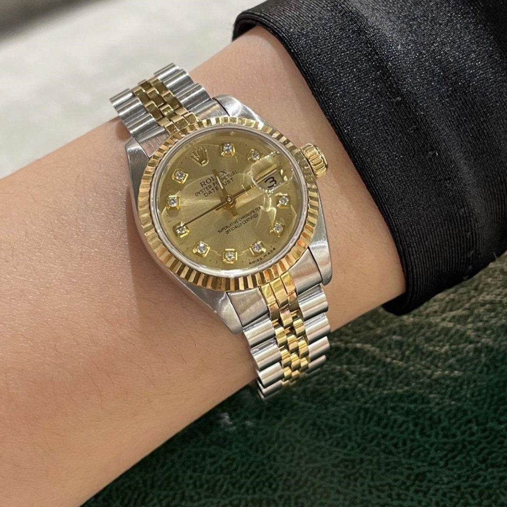 Rolex Datejust Lady Champagne Diamond Dial 69173 - WatchesReplica.is