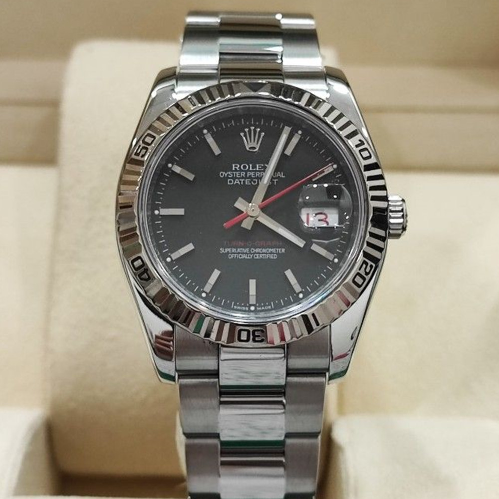 Rolex Turn O Graph Grey Dial 116264 - WatchesReplica.is