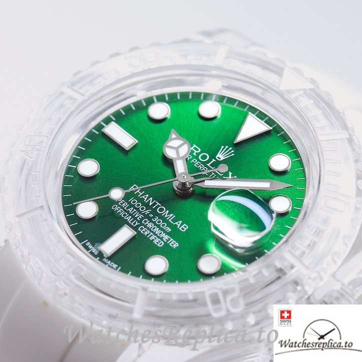 Swiss Rolex Submariner Replica Rubber strap 40MM PHANTOMLAB&ROLEX Green Dial - WatchesReplica.is