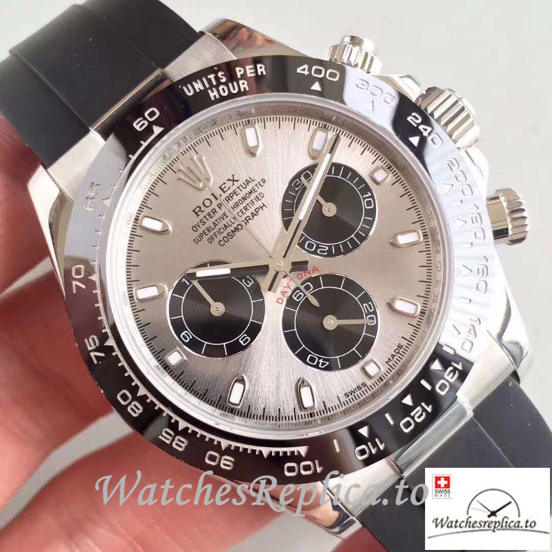 Swiss Rolex Daytona Cosmograph Replica 116519LN Black Rubber strap 40MM - WatchesReplica.is