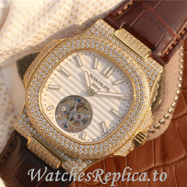 Patek Philippe Replica Nautilus Leather strap 40MM - WatchesReplica.is