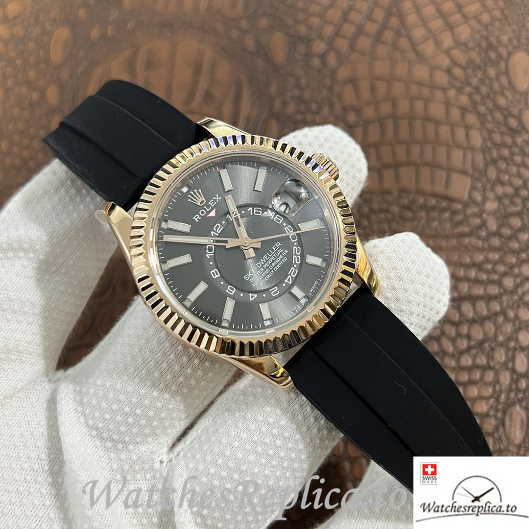 Swiss Rolex Sky Dweller 326938 Replica Rubber strap 42MM - WatchesReplica.is