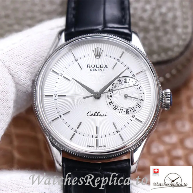 Swiss Rolex Cellini Replica 50515 Leather strap 39MM - WatchesReplica.is