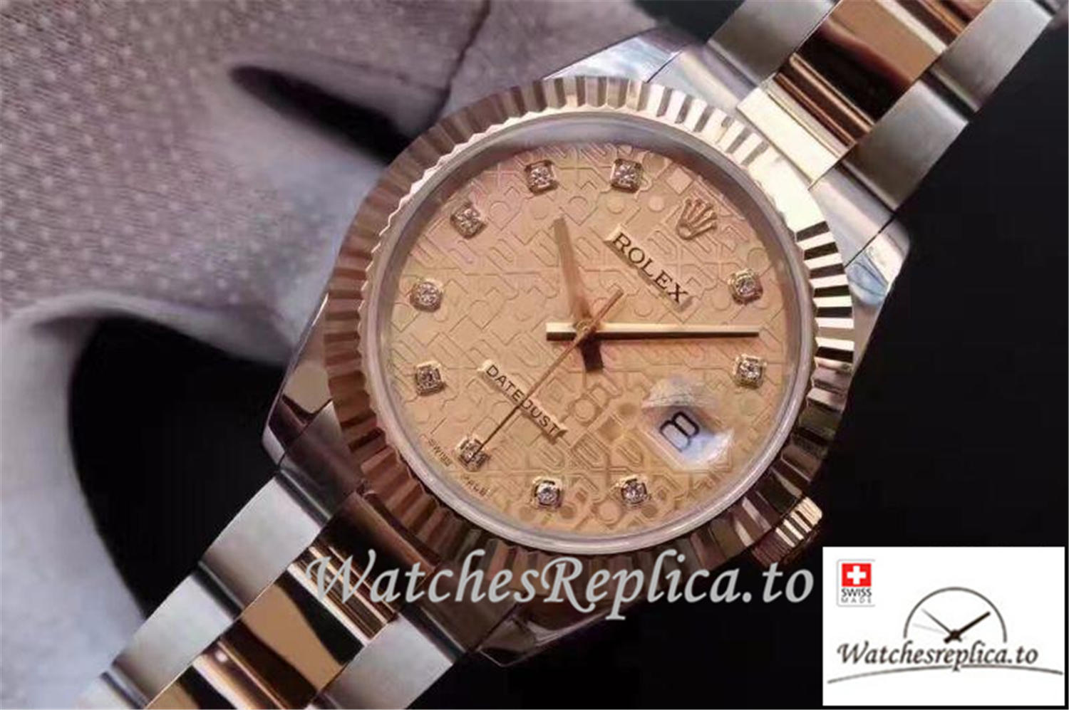 Swiss Rolex Datejust 126333 007 Rose Gold Dial 41MM - WatchesReplica.is