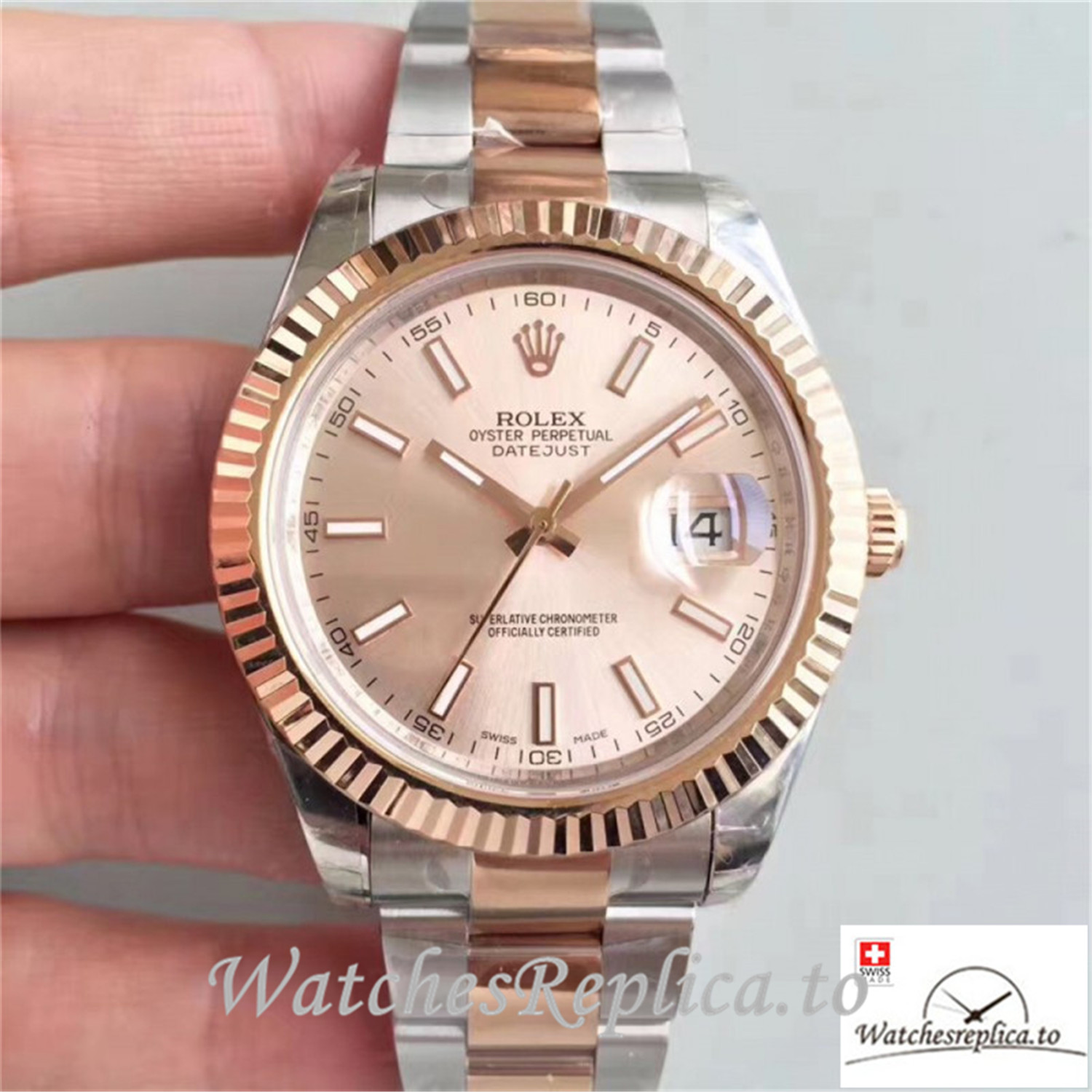 Swiss Rolex Datejust Replica 116333 002 Rose Gold Bezel 41MM - WatchesReplica.is