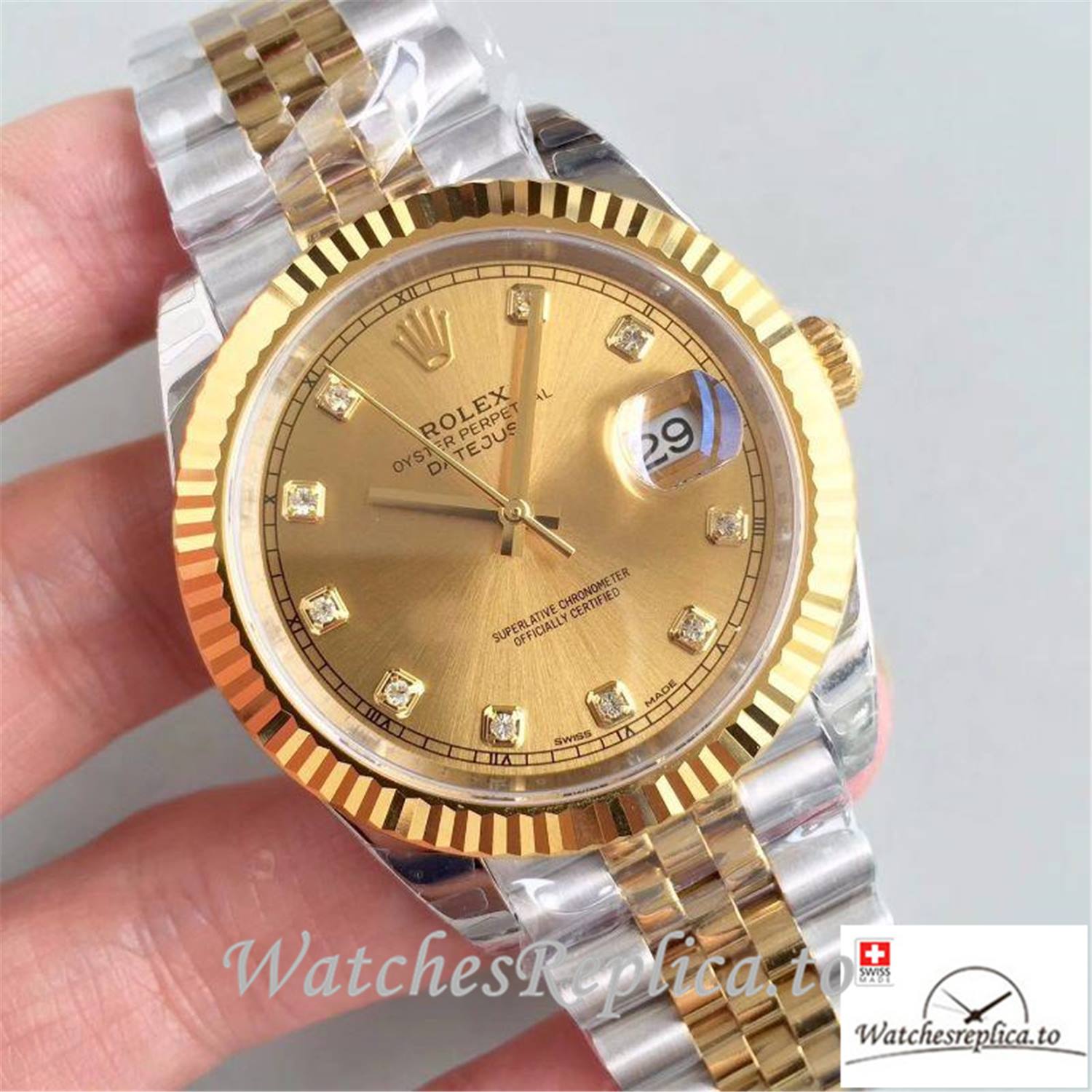 Swiss Rolex Datejust Replica 116333 001 Yellow Gold Dial 41MM - WatchesReplica.is