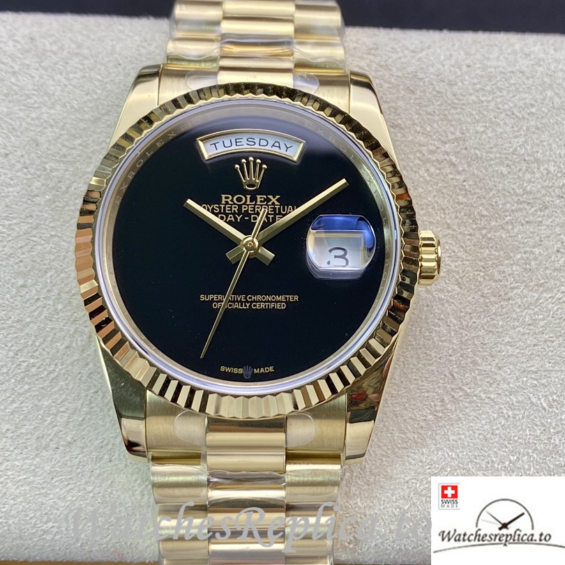 Swiss Rolex Datejust Replica Yellow Gold strap 36MM - WatchesReplica.is