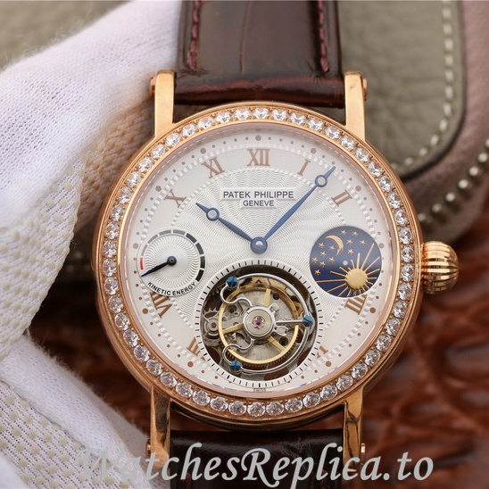Patek Philippe Replica Complications Leather strap 42MM - WatchesReplica.is