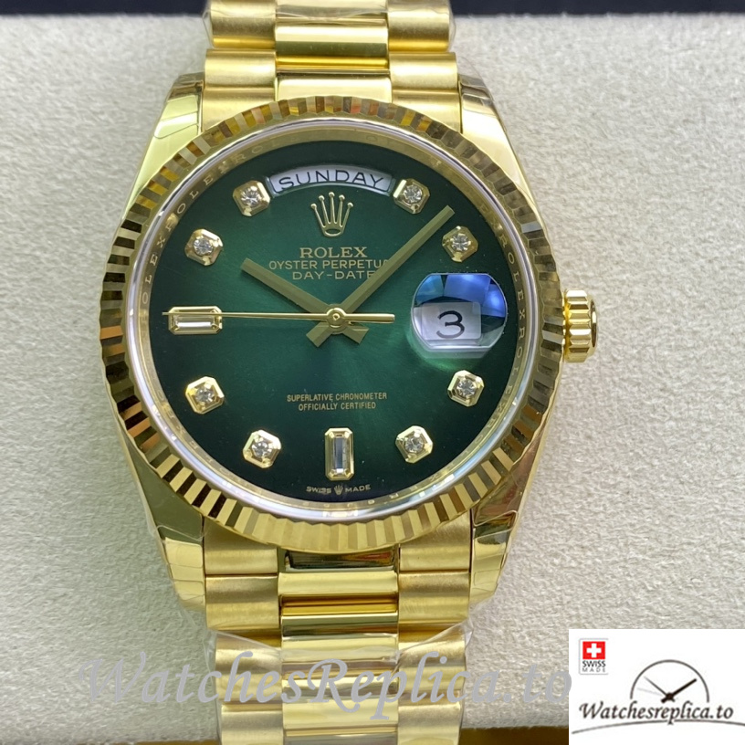 Swiss Rolex Datejust Replica 126233 Yellow Gold strap 36MM - WatchesReplica.is