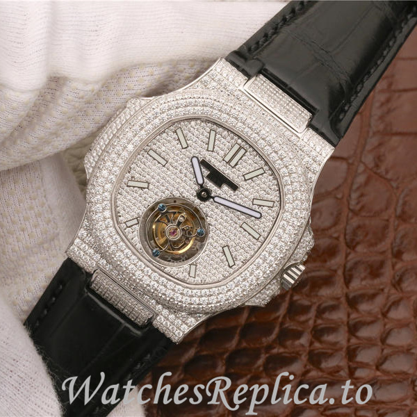 Patek Philippe Replica Nautilus Leather strap 40MM - WatchesReplica.is