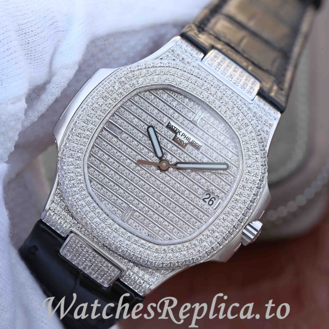 Patek Philippe Replica Nautilus Leather strap 40MM - WatchesReplica.is
