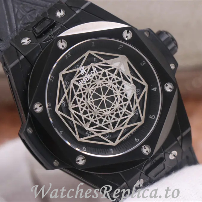 Hublot Replica Big Bang Sang Bleu Leather strap 45MM - WatchesReplica.is