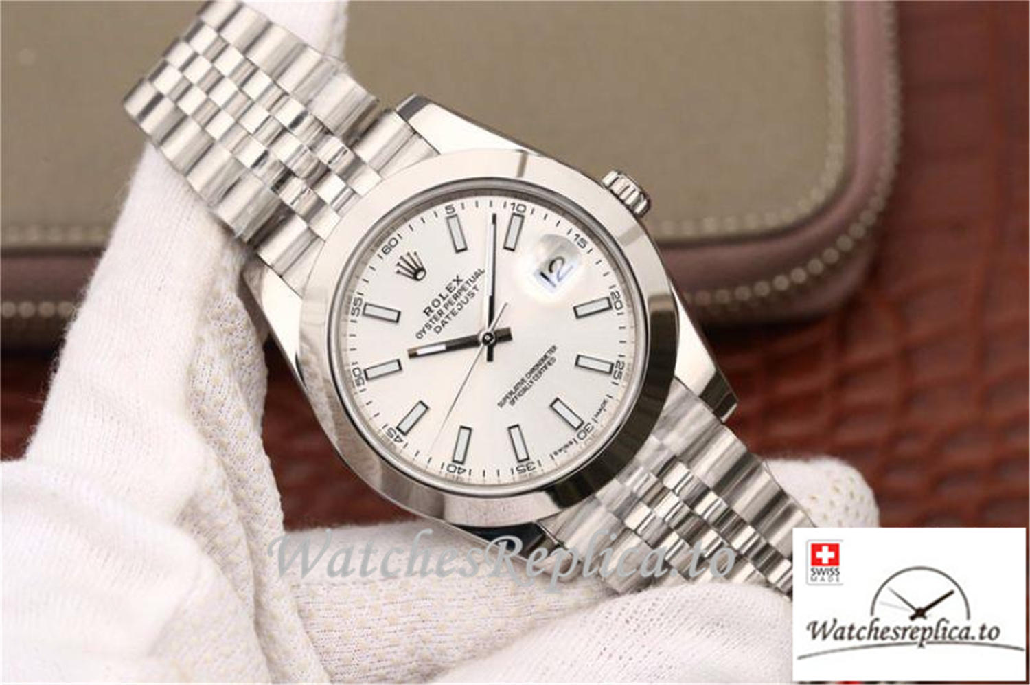 Swiss Rolex Datejust Replica 116200 001 White Dial 41MM - WatchesReplica.is