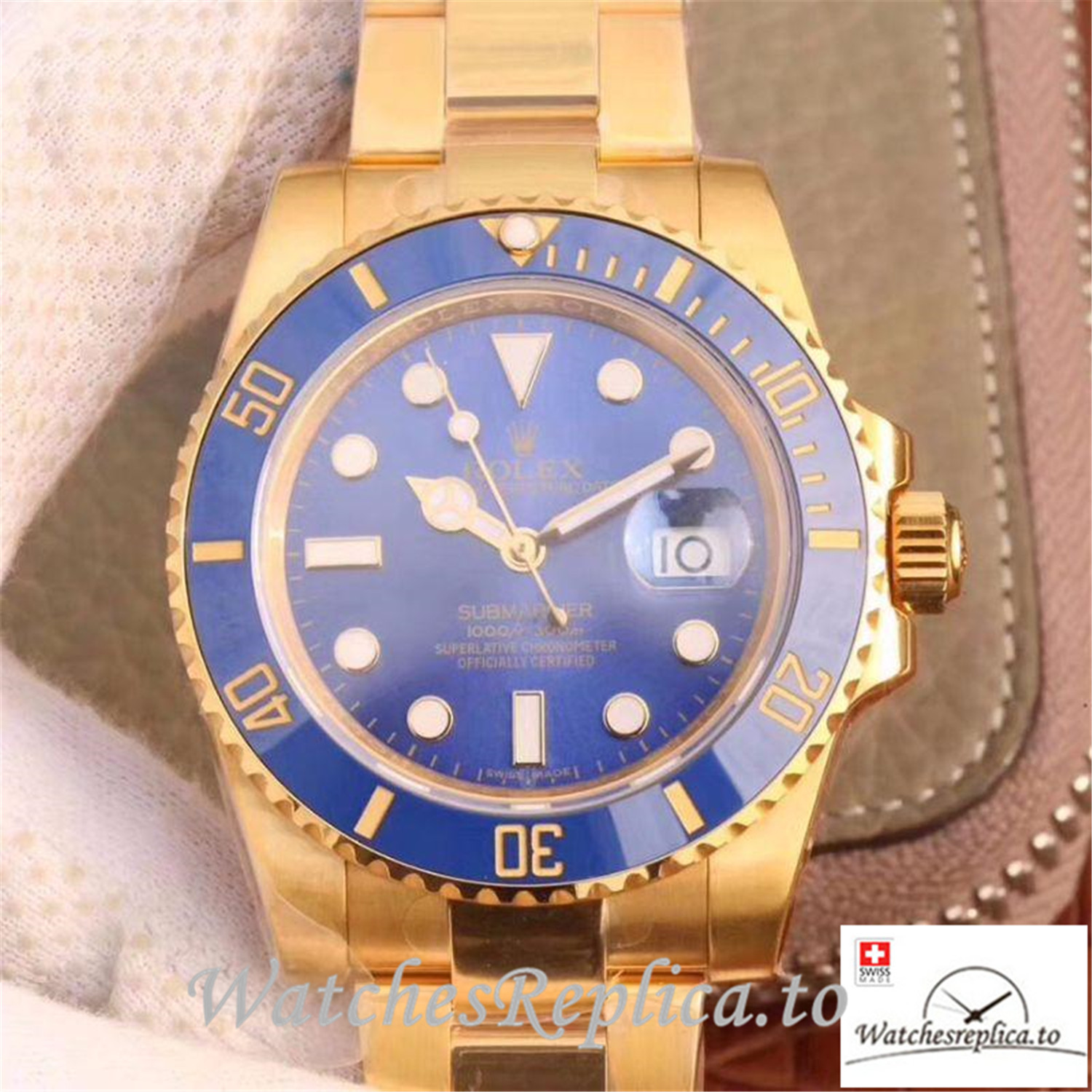 Swiss Rolex Submariner Date Replica 116618LB Gold Strap 40MM - WatchesReplica.is