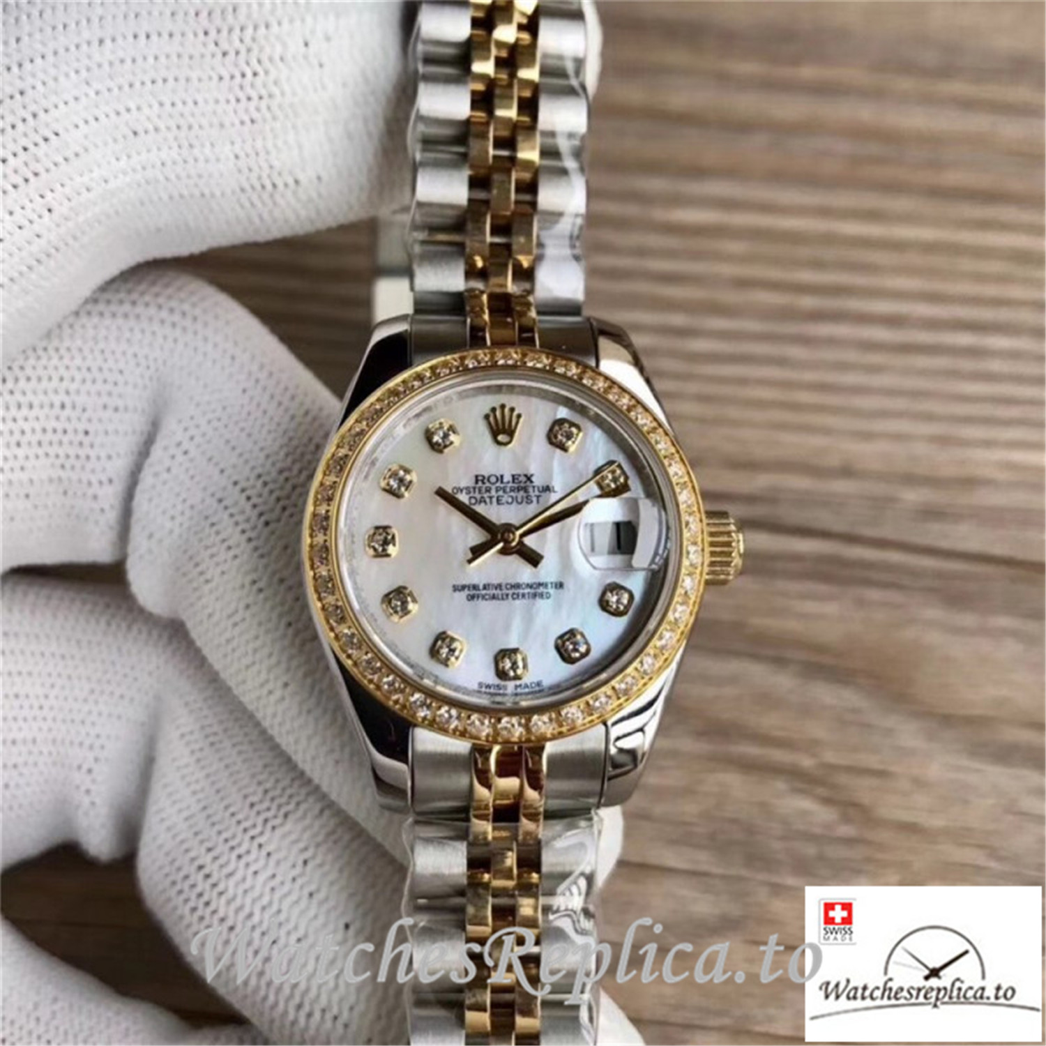 Swiss Rolex Datejust Replica 279383BR Diamond Bezel 28MM - WatchesReplica.is