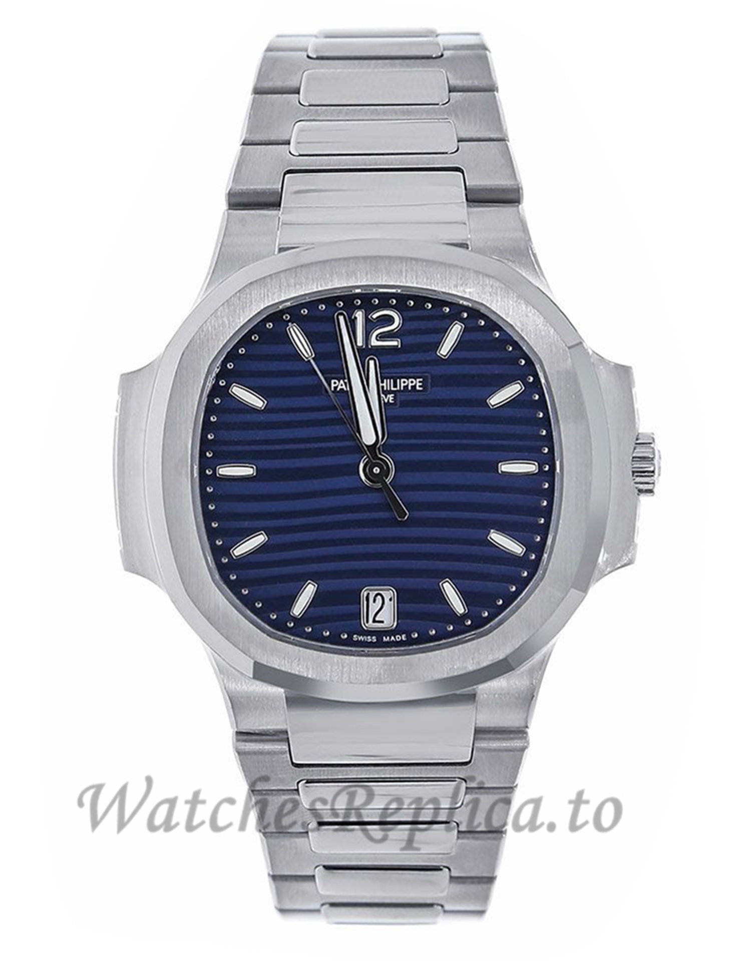 Patek Philippe Replica Nautilus Stainless Steel Blue Dial 35MM Watch 71181A001 - WatchesReplica.is