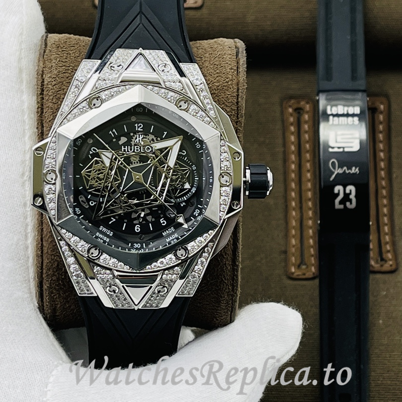 Hublot Replica Big Bang Sang Bleu II Rubber strap 45MM - WatchesReplica.is