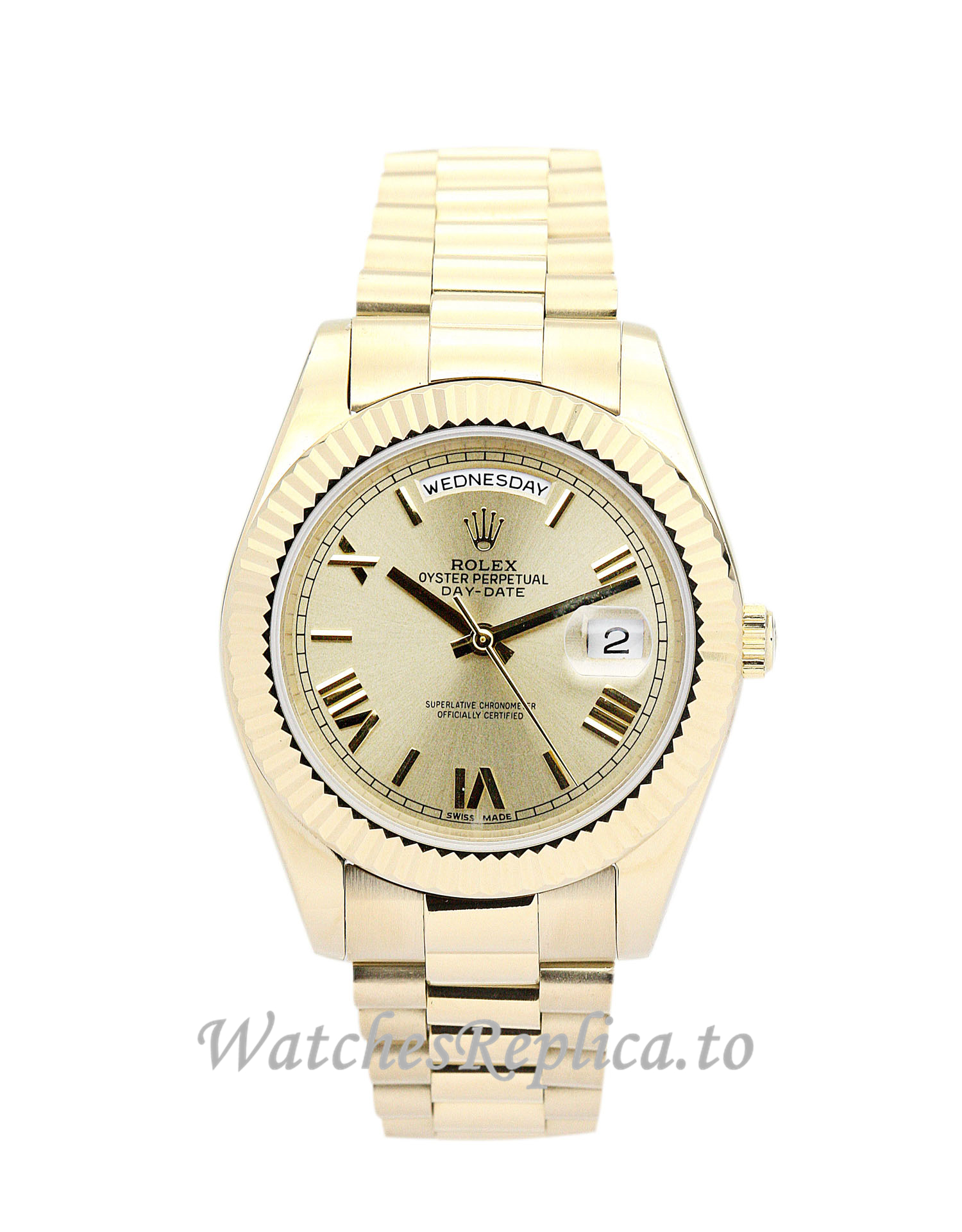 Rolex Day Date II Gold Dial 218238 - WatchesReplica.is