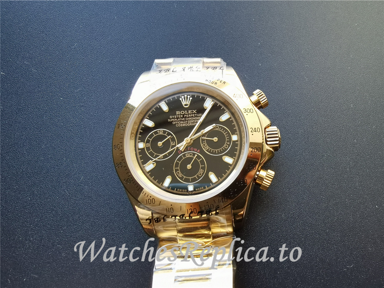 Swiss Rolex Daytona Cosmograph Replica 116528 Yellow Gold Bezel 40MM - WatchesReplica.is