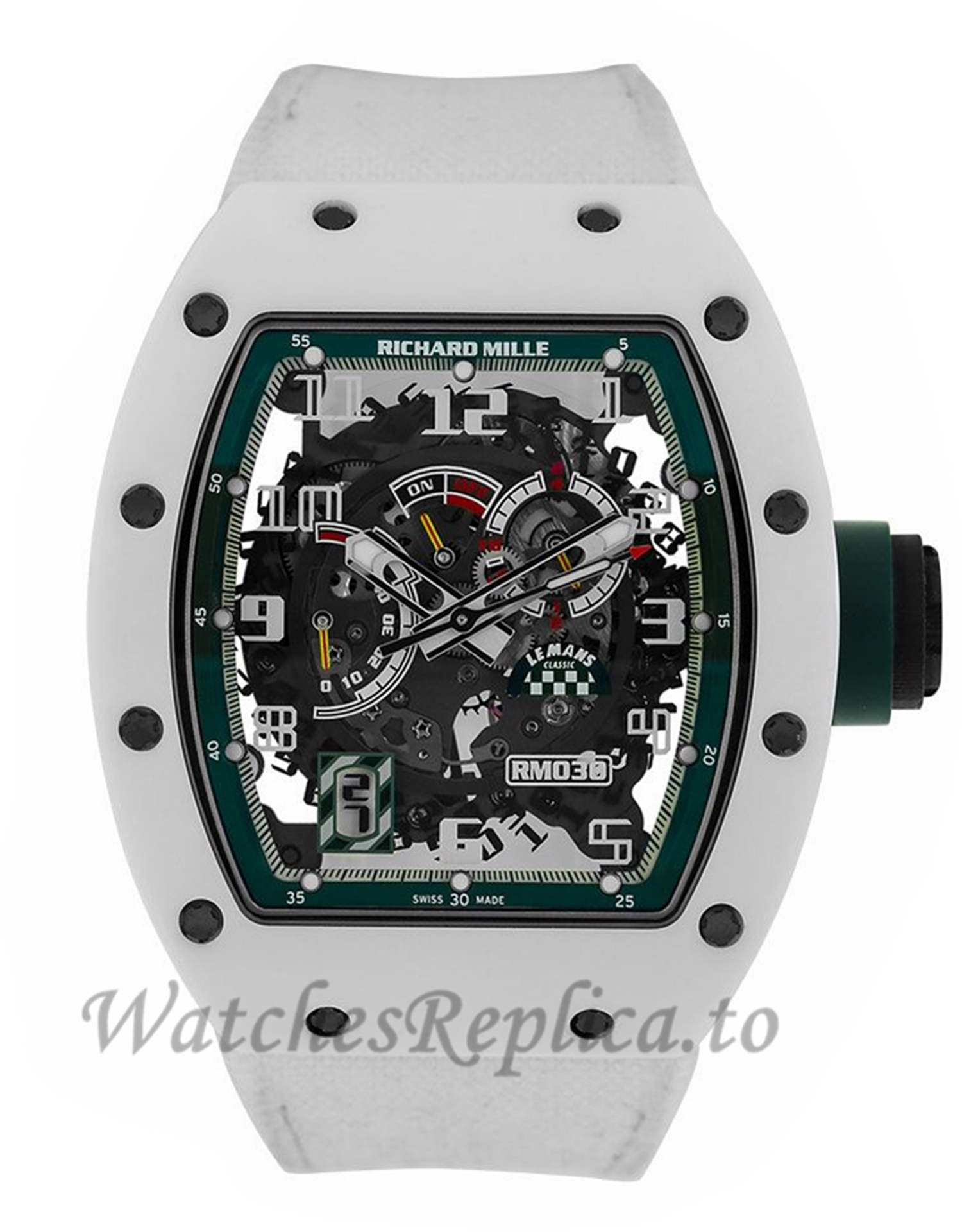 Richard Mille Replica RM030 Le Mans White ATZ Ceramic 50MM Watch RM030 384456 - WatchesReplica.is