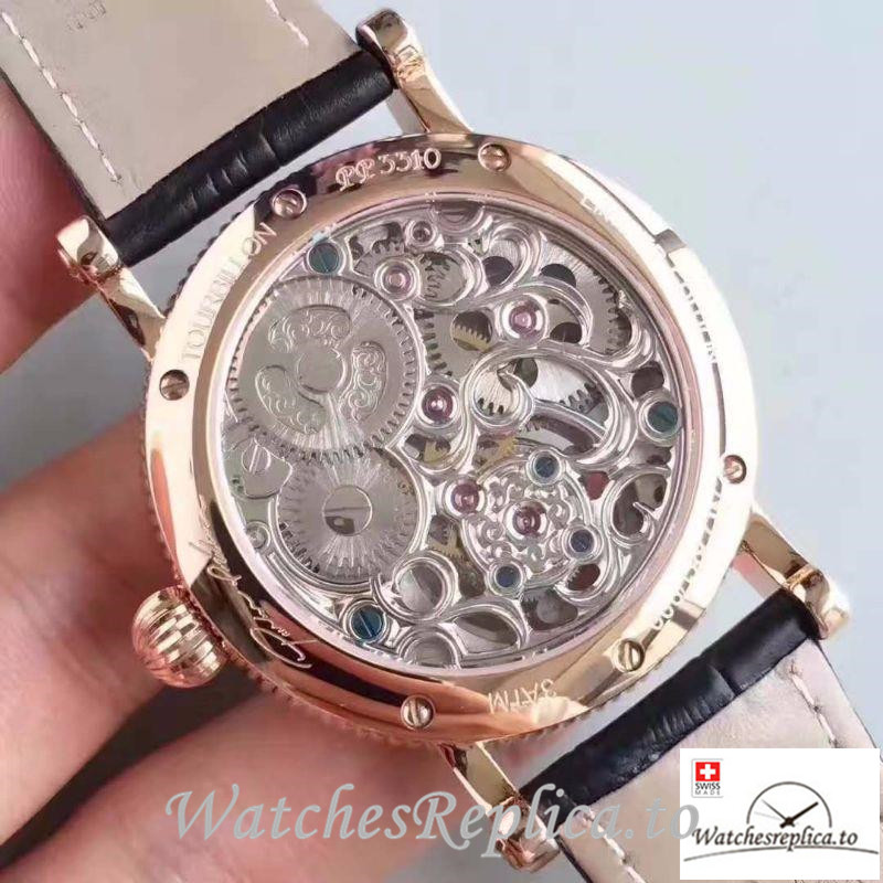 Swiss Patek Philippe Tourbillon Replica Rose Gold Bezel 43MM - WatchesReplica.is