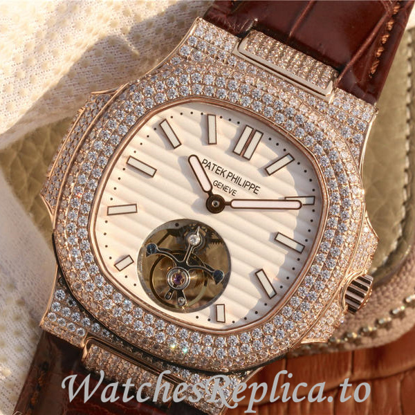 Patek Philippe Replica Nautilus Leather strap 40MM - WatchesReplica.is