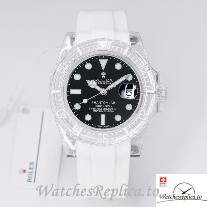 Swiss Rolex Submariner Replica Rubber strap 40MM PHANTOMLAB&ROLEX Black Dial - WatchesReplica.is