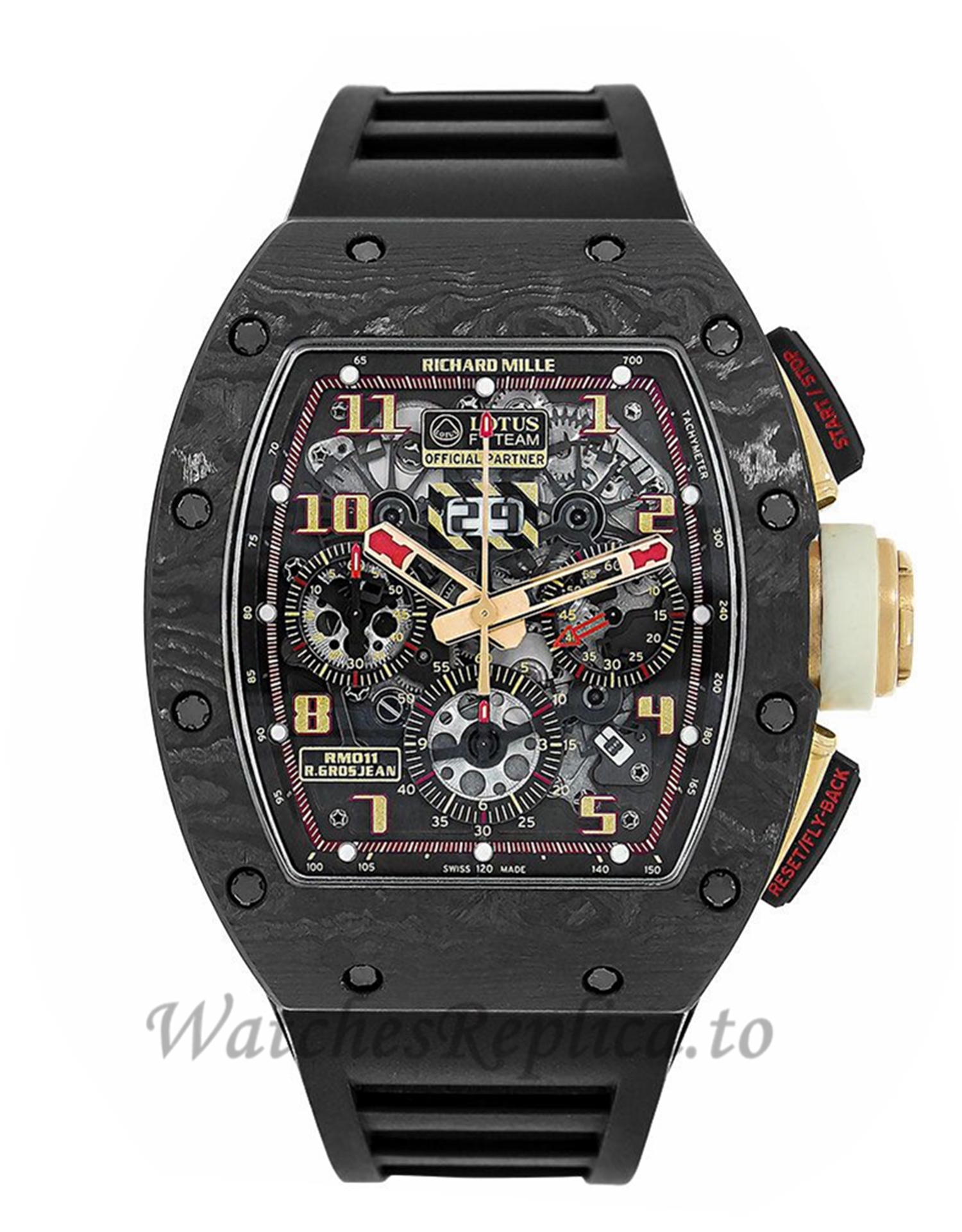 Richard Mille Replica Romain Grosjean Lotus F1 NTPT Carbon Chronograph M01107032 - WatchesReplica.is