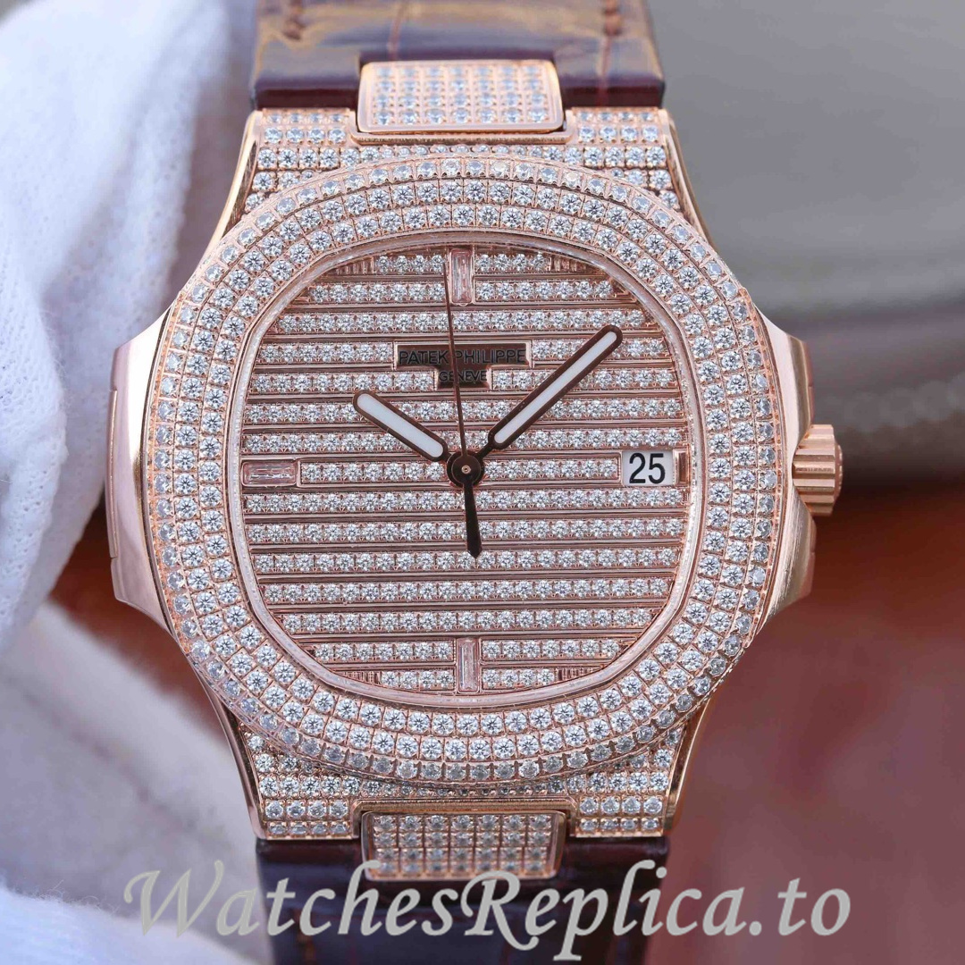 Patek Philippe Replica Nautilus Leather strap 40MM - WatchesReplica.is