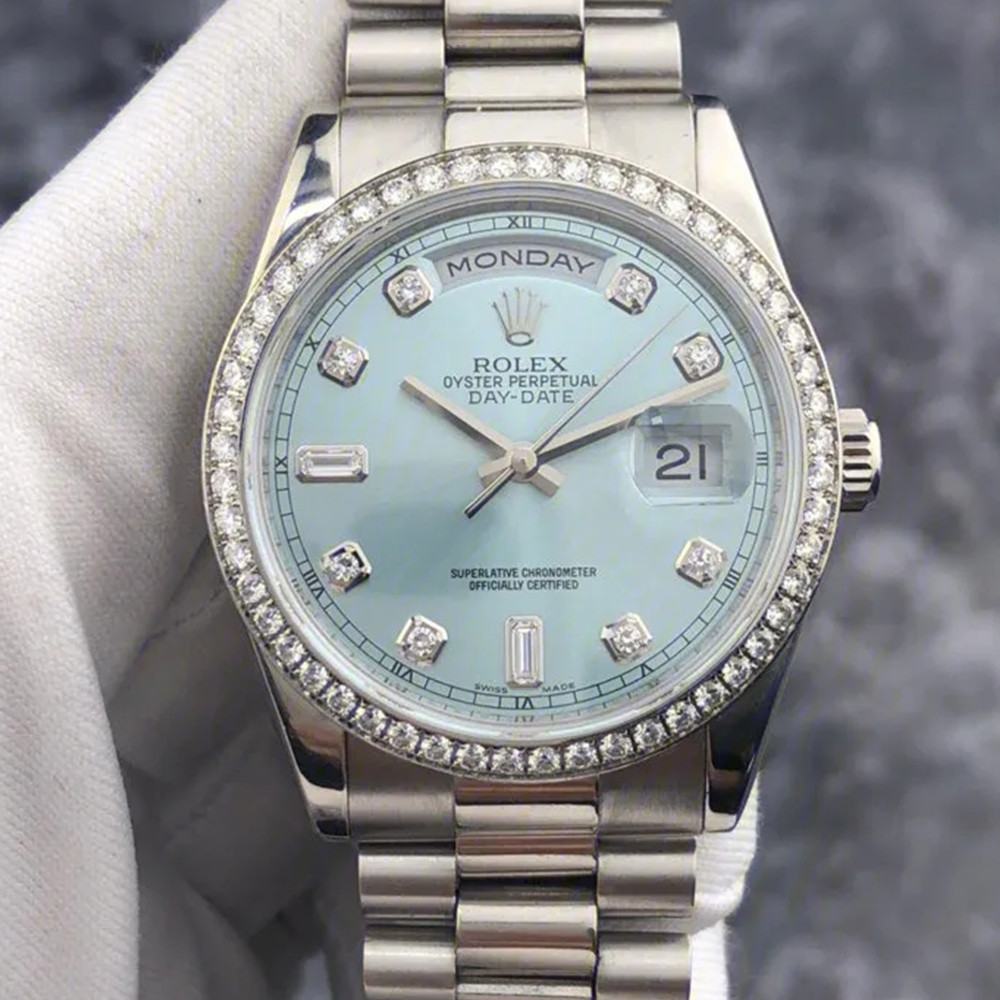 Rolex Day-Date Blue Diamond Dial 118346 - WatchesReplica.is