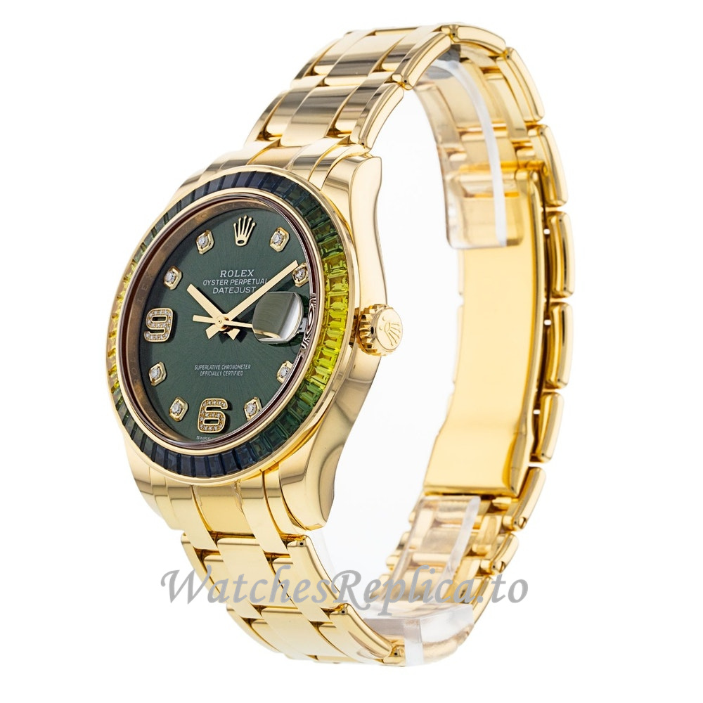 Replica Rolex Datejust 86348SABLV 39MM Yellow Gold strap Ladies Watch - WatchesReplica.is