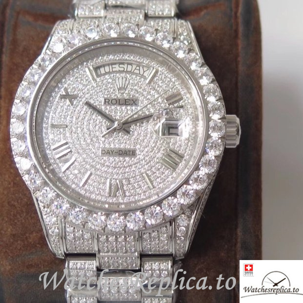 Swiss Rolex Day Date Replica Stainless steel strap 40MM - WatchesReplica.is