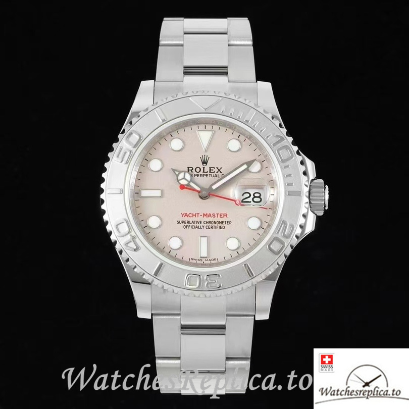 Swiss Rolex Yacht Master Replica Stainless steel strap 40MM Pink Dial - WatchesReplica.is