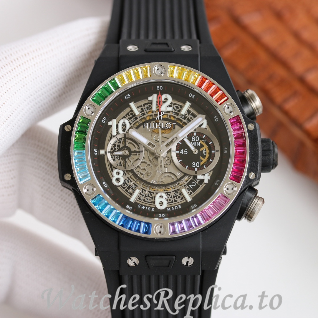 Hublot Replica Big Bang Elemental Material Chronograph v2 Rubber strap 45MM - WatchesReplica.is