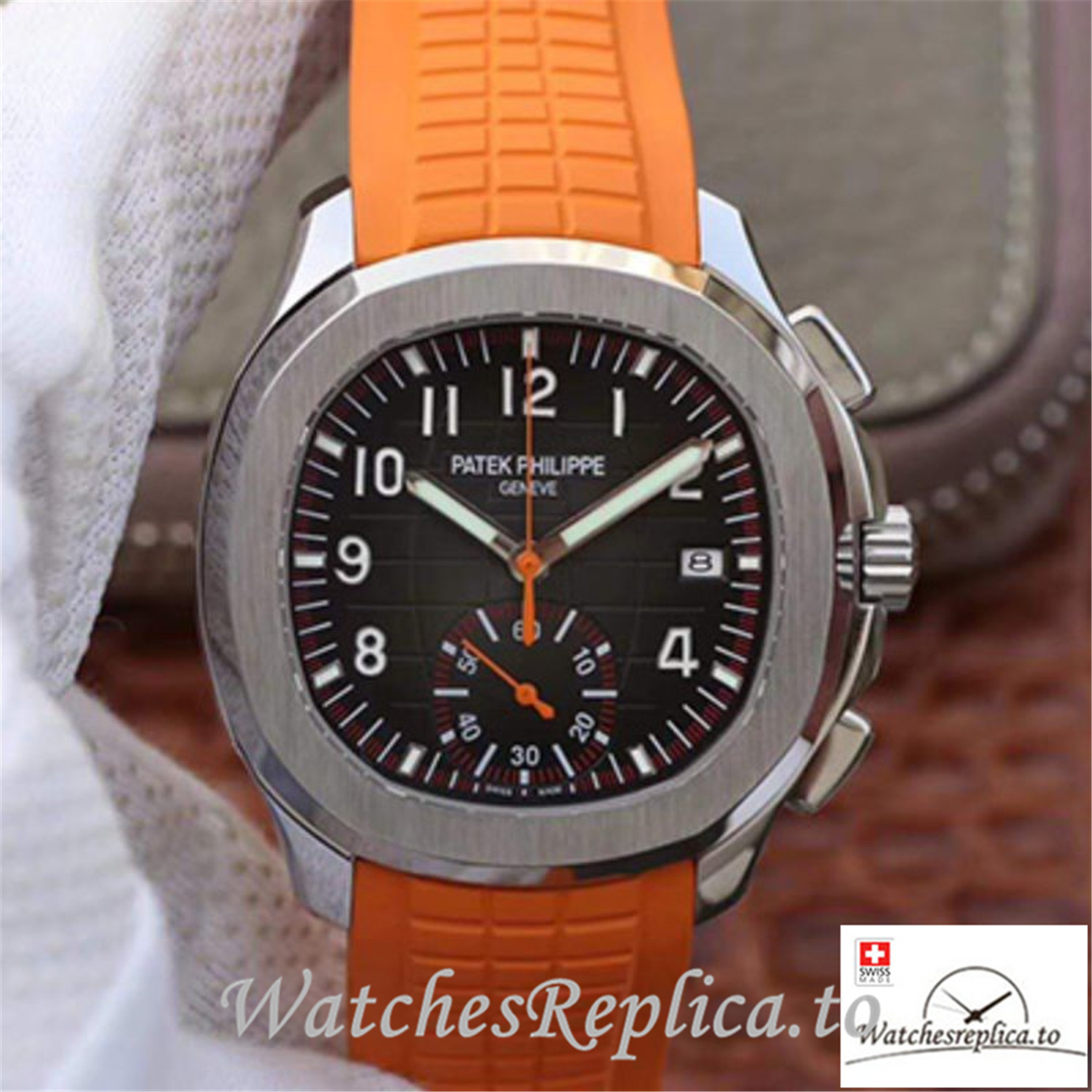 Swiss Patek Philippe Aquanaut Chronograph Replica 5968A Roman Markers 42MM - WatchesReplica.is