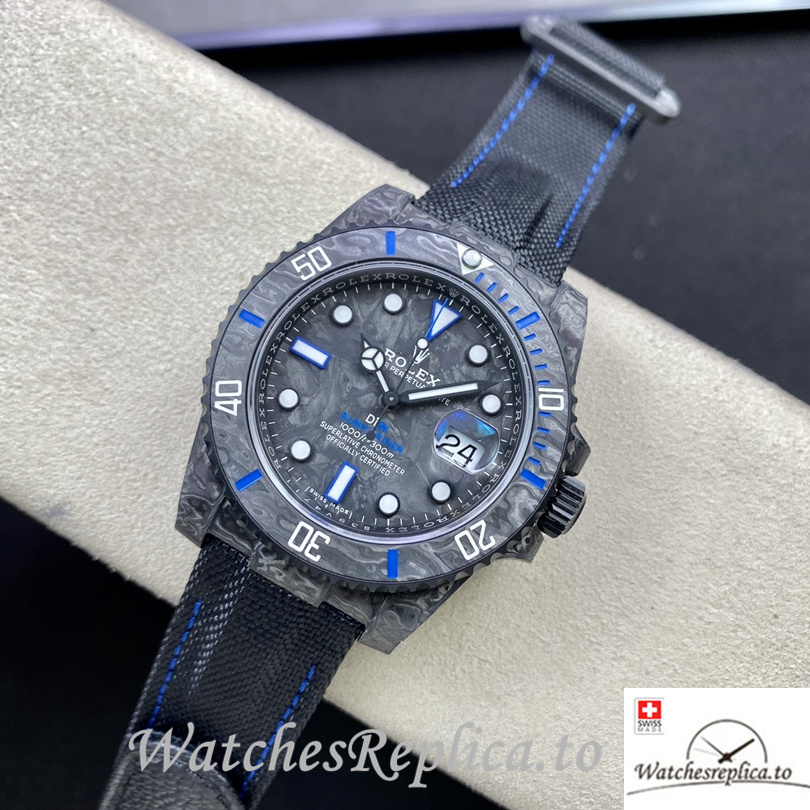 Swiss Rolex Sea Dweller Replica Canvas strap 40MM Blue - WatchesReplica.is