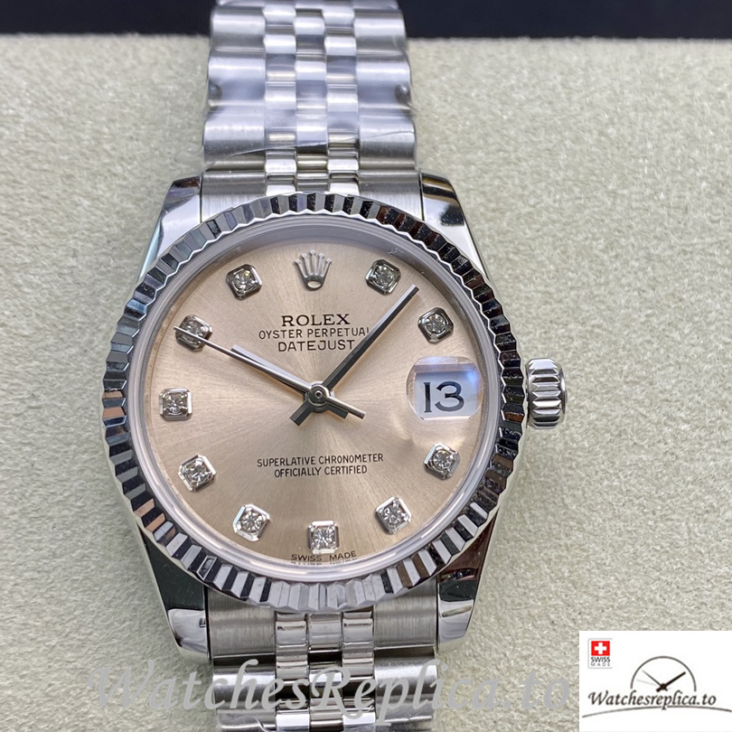 Swiss Rolex Datejust Replica 178384 Stainless steel strap 31MM Yellow Dial - WatchesReplica.is