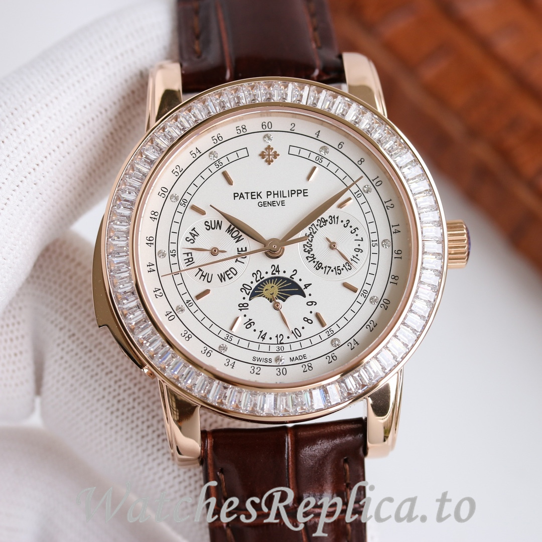 Patek Philippe Replica Complications 5073P Leather strap 42MM - WatchesReplica.is